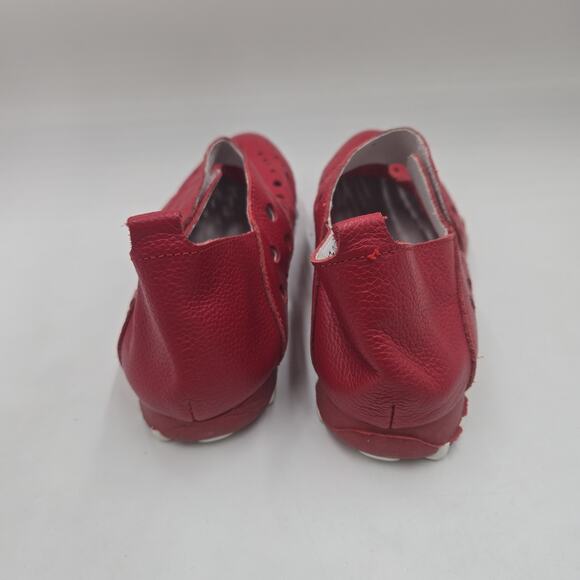 Litfoot European Sneakers Red Leather Perforated Shoes, Women’s EU 39 -US 8.5 - Picture 4 of 6